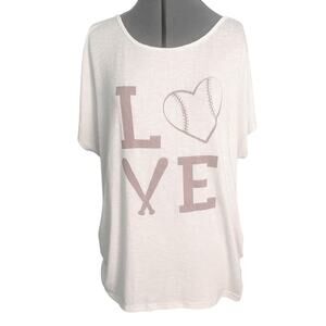 Women's Oversized Lightweight 'Love' Baseball Shirt - XL